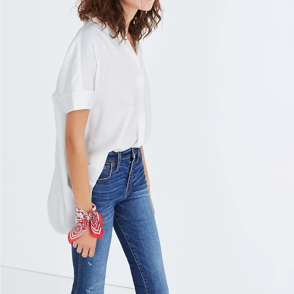 Madewell Courier Button-Back Shirt in Pure White size XXS - Picture 3 of 5